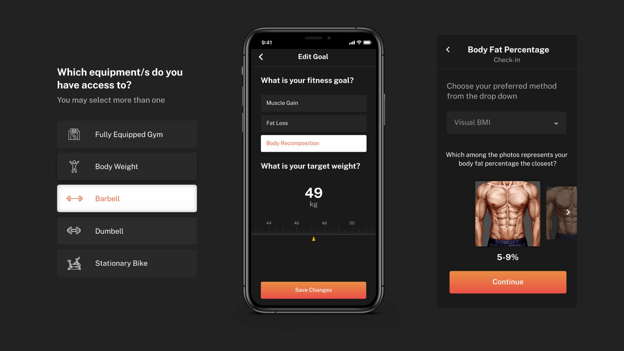 Onboarding questionnaire for a personalized fitness program